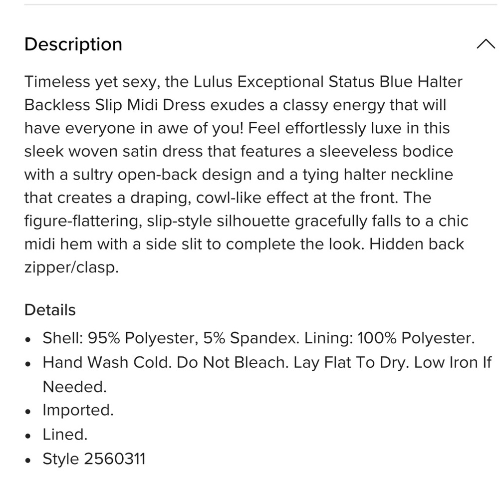 Lulus Exceptional Status Blue Halter Backless Slip Satin Tie-Neck Midi Dress NWT - Picture 15 of 15